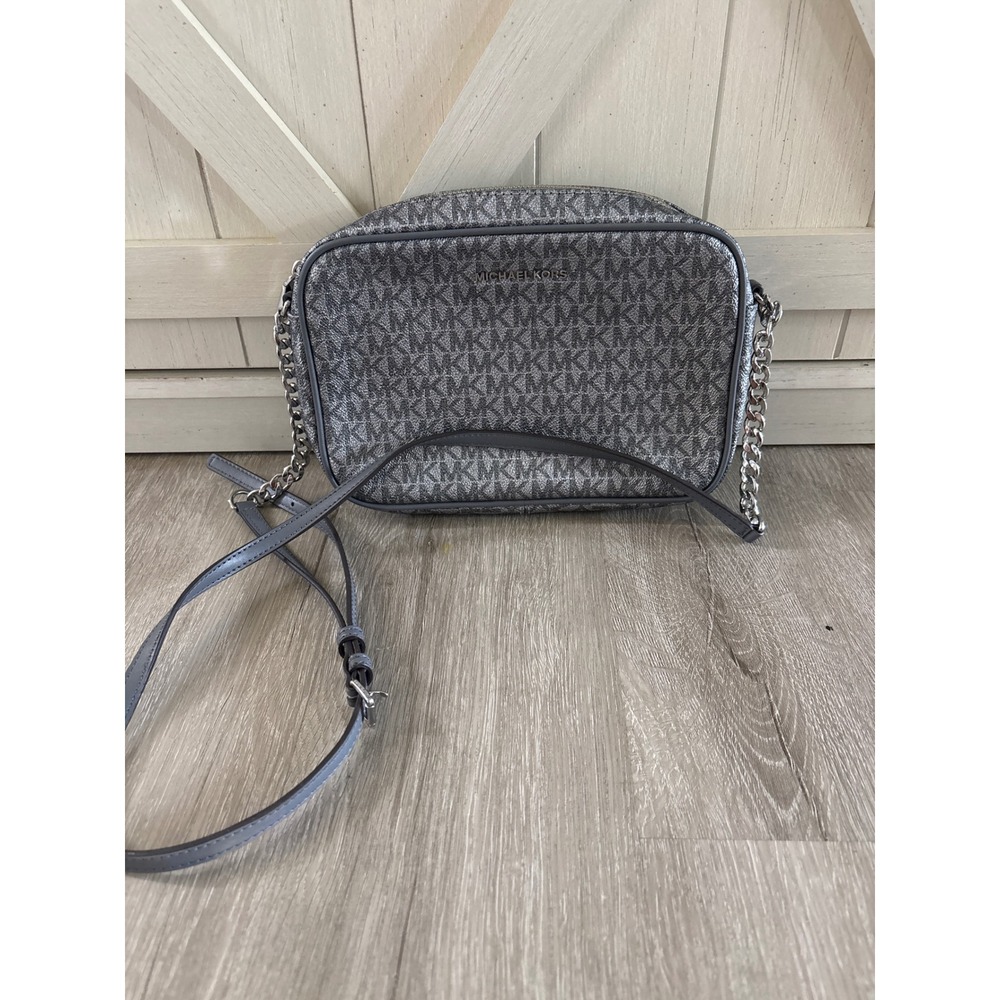 Michael Kors Silver Gray Jet set Logo East West Small Crossbody Purse